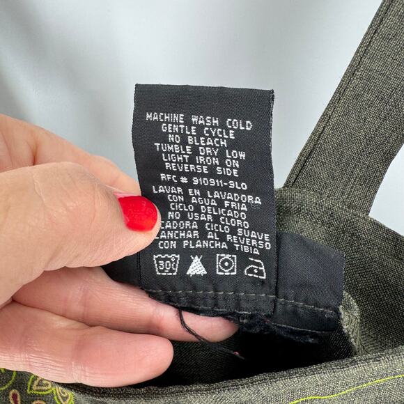 Vintage No Boundaries Olive Green Floral Print Boho Mini Dress Y2K Size Medium - Picture 5 of 7